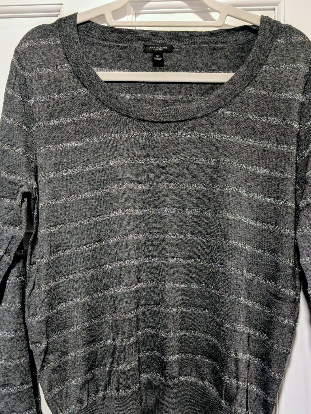 Ann Taylor Metallic Striped Knit Sweater (XL) - CB
